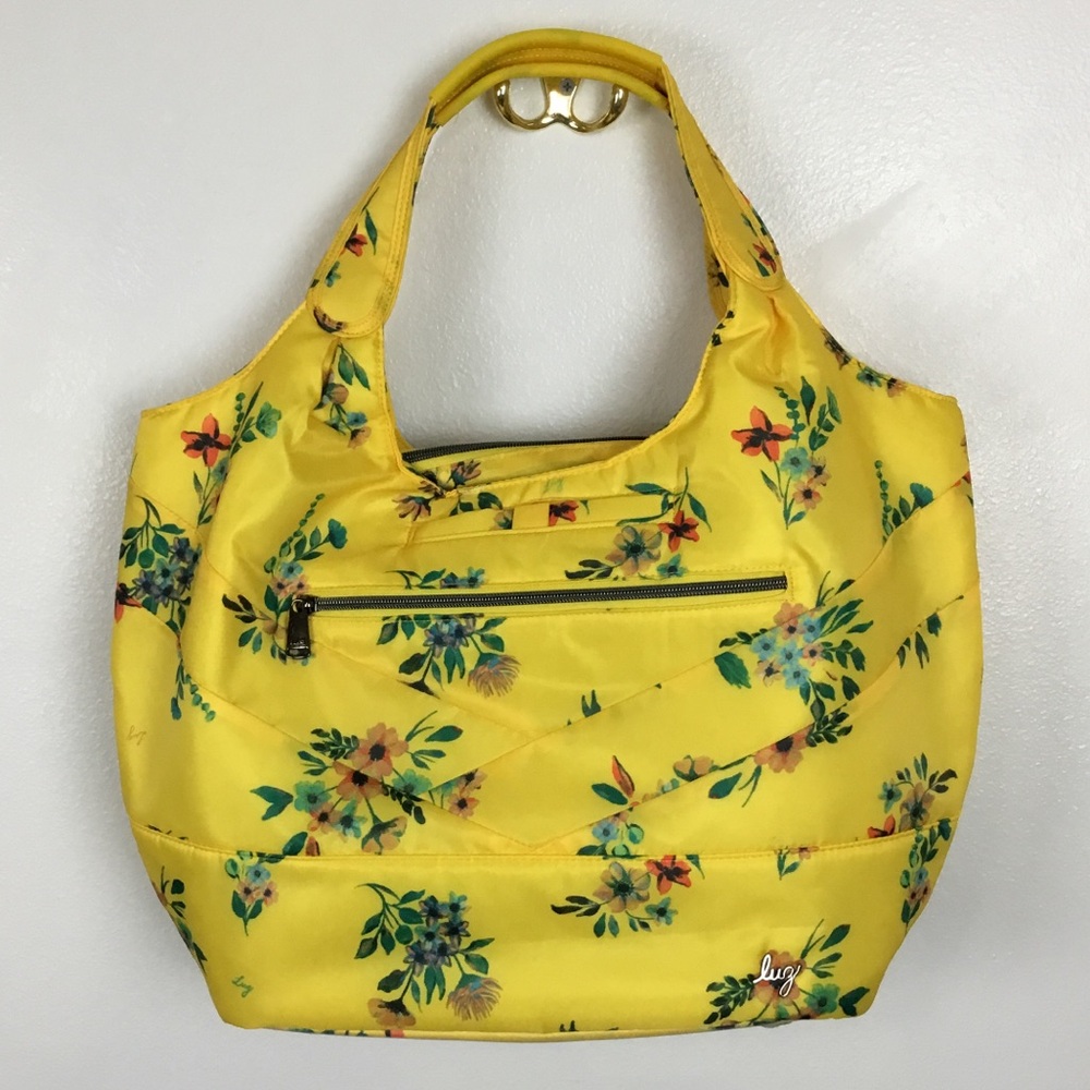 EUC LUG GONDOLA SE Zippered Tote In Yellow Floral Bouquet
